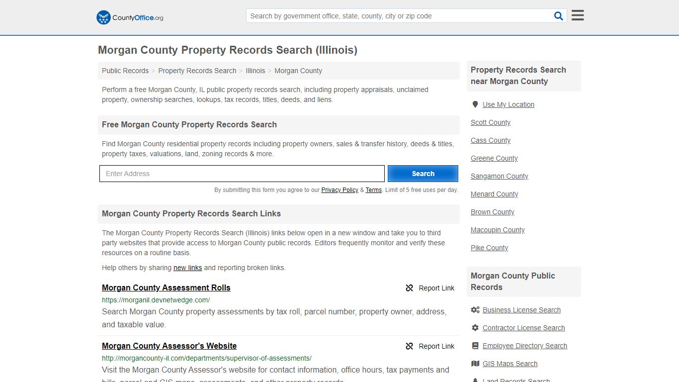 Property Records Search - Morgan County, IL (Assessments ...